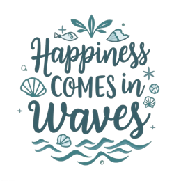 quotes happiness waves shirt SVG PNG design with bold lettering, an uplifting message