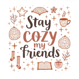 cozy winter friends SVG PNG design with hand-drawn style, bold lettering