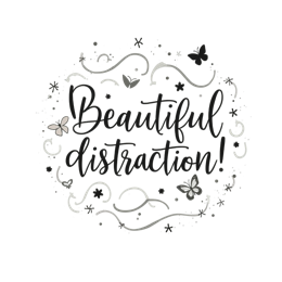 beautiful distraction butterflies SVG PNG design with hand-drawn style, bold lettering, black and white floral elements