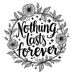 quotes flowerdesign floral SVG PNG design with hand-drawn style, black and white floral elements