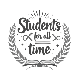 students time SVG PNG design with black and white floral elements