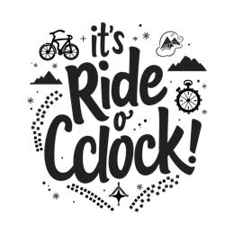 ride clock bicycle SVG PNG design with hand-drawn style, bold lettering