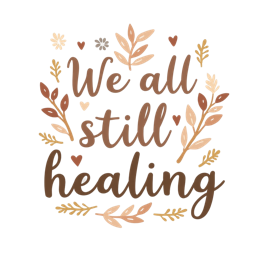 healing flora SVG PNG design with hand-drawn style, white and peach floral elements, an uplifting message