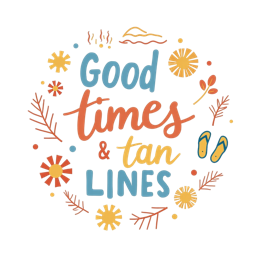 good times tan lines SVG PNG design with orange and blue floral elements