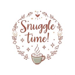 snuggle coffee floral SVG PNG design with hand-drawn style, red floral elements