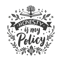 quotes honesty policy SVG PNG design with bold lettering, black and white floral elements