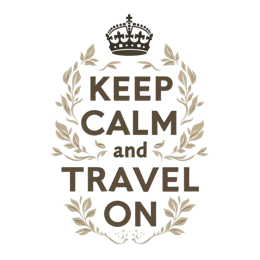 travel quote keep calm SVG PNG design with bold lettering, white floral elements, an uplifting message