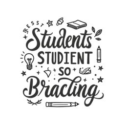 students quotes typography SVG PNG design with hand-drawn style, bold lettering, black and white floral elements