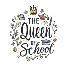queen school SVG PNG design with hand-drawn style, bold lettering, floral elements