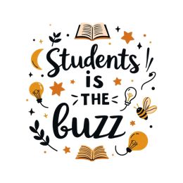 students buzz SVG PNG design with hand-drawn style, black and white floral elements, an uplifting message