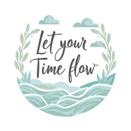 time flow SVG PNG design with green and blue floral elements