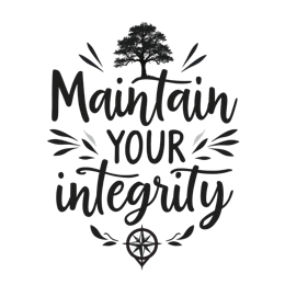 quotes integrity floral SVG PNG design with bold lettering, black and white floral elements