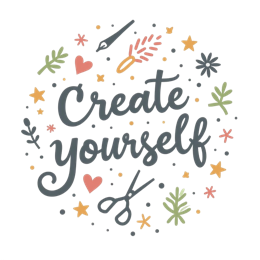 create yourself SVG PNG design with bold lettering, black and orange floral elements