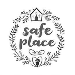 safe place wreath SVG PNG design with bold lettering, black and white floral elements