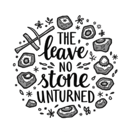 quote stone unturned SVG PNG design with hand-drawn style, bold lettering, black and white floral elements