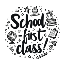 school first class SVG PNG design with hand-drawn style, bold lettering