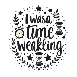 time weekling quote SVG PNG design with bold lettering, black and white floral elements