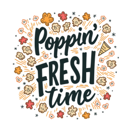popcorn festivities SVG PNG design with hand-drawn style, bold lettering, black and white floral elements
