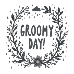 gloomy flower SVG PNG design with hand-drawn style, bold lettering, black and white floral elements