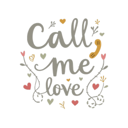 call me love SVG PNG design with hand-drawn style, white and pink floral elements