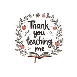 thank you teaching wreath SVG PNG design with hand-drawn style, red floral elements