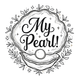 pearl shell flower SVG PNG design with hand-drawn style, bold lettering, black and white floral elements