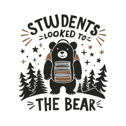 students bear SVG PNG design with bold lettering