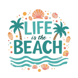 beach palm shells SVG PNG design with bold lettering