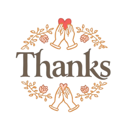 thanks hands SVG PNG design with orange and red floral elements, an uplifting message