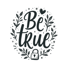 be true flowerdesign floral SVG PNG design with hand-drawn style, bold lettering, black and white floral elements