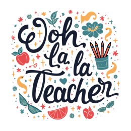 teacher SVG PNG design with hand-drawn style, red floral elements