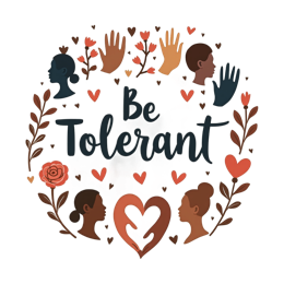 tolerance diversity SVG PNG design with bold lettering, orange and pink floral elements, an uplifting message