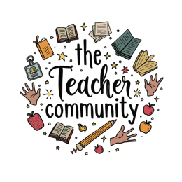 teacher community drawing SVG PNG design with bold lettering