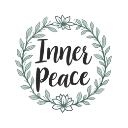 inner peace flower SVG PNG design with bold lettering, black and green floral elements