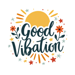 good vibration flower SVG PNG design with white and orange floral elements, an uplifting message
