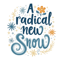 artistic snow flower SVG PNG design with hand-drawn style, bold lettering, white and orange floral elements