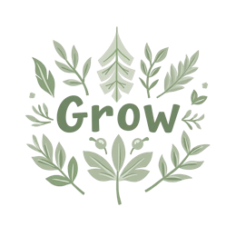 growth leaves SVG PNG design with hand-drawn style, bold lettering, white and green floral elements