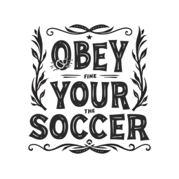 soccer quote obey SVG PNG design with bold lettering, black and white floral elements