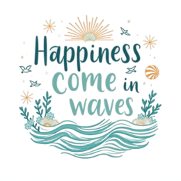 nature quotes happiness waves SVG PNG design with bold lettering, an uplifting message