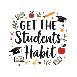 students habit SVG PNG design with bold lettering, white floral elements, an uplifting message