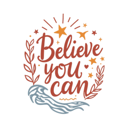 motivational quote letters SVG PNG design with hand-drawn style, bold lettering, white and orange floral elements