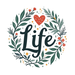 life flora SVG PNG design with hand-drawn style, bold lettering, white and red floral elements