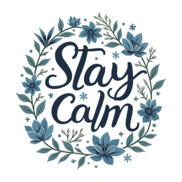 stay calm flowerdesign SVG PNG design with hand-drawn style, green and blue floral elements