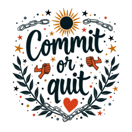 commit or quit quote SVG PNG design with hand-drawn style, bold lettering, an uplifting message
