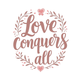 love conquers all floral SVG PNG design with white and pink floral elements