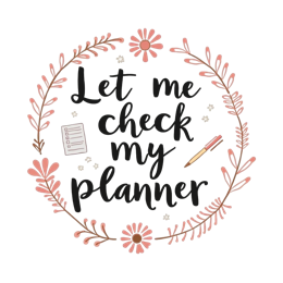 planner flower SVG PNG design with hand-drawn style, bold lettering, black and pink floral elements