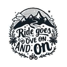 bike mountains SVG PNG design with hand-drawn style, black and white floral elements, an uplifting message