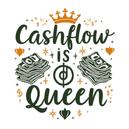 cashflow queen SVG PNG design with hand-drawn style, bold lettering