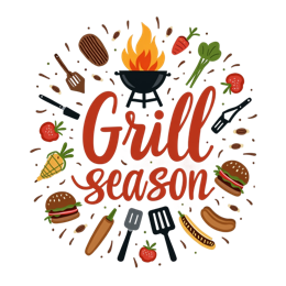 grill season items SVG PNG design with bold lettering