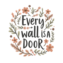 flower quote handlettering SVG PNG design with hand-drawn style, bold lettering, black and pink floral elements